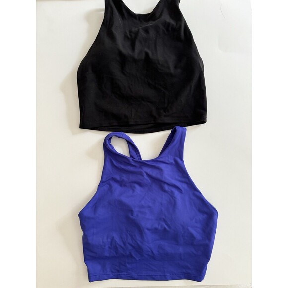 Bundle Of 2 Athleta Racerback Sports Bras, Black, & Blue, Size XS, EUC - Picture 1 of 4